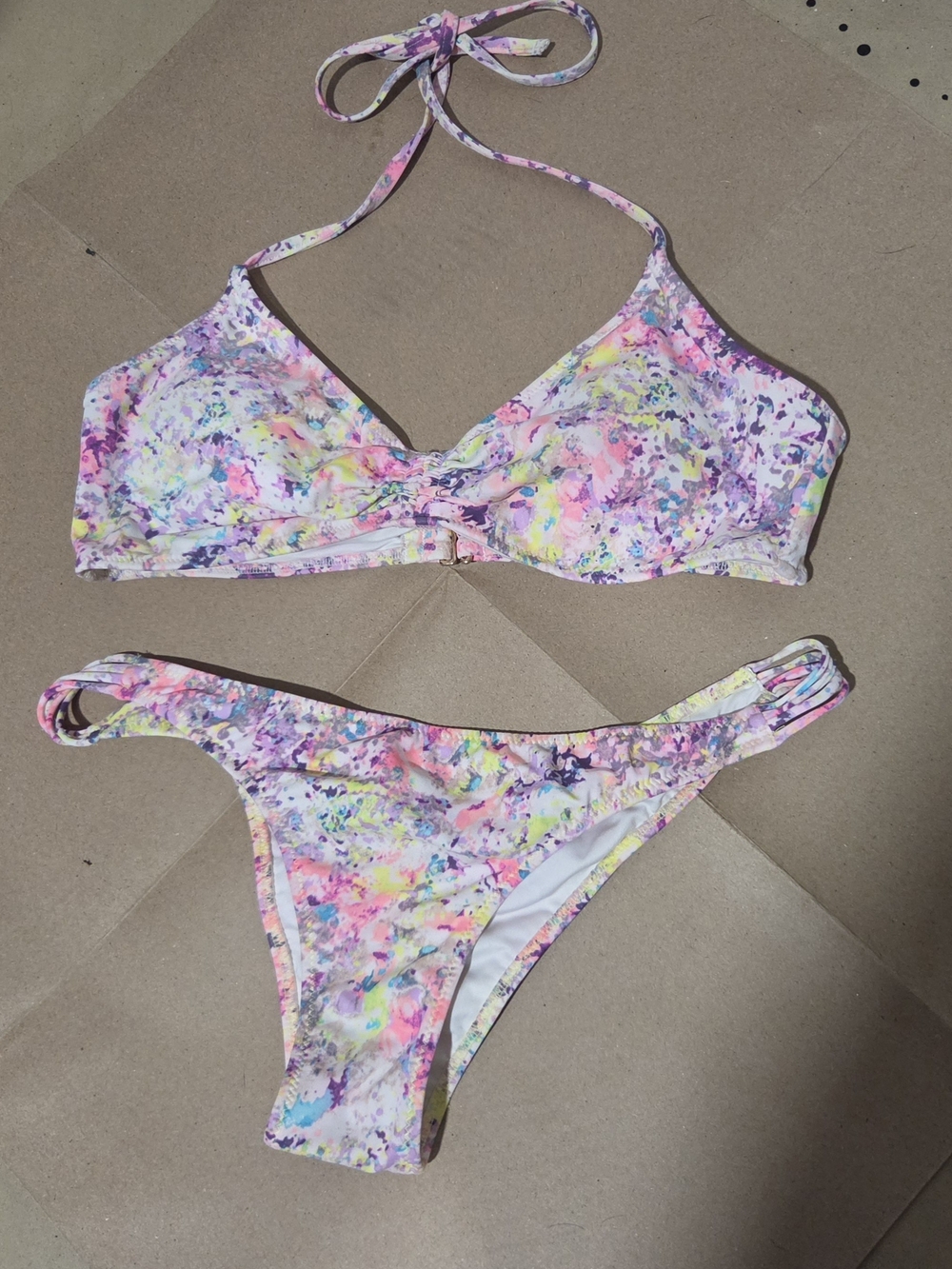 Victoria's Secret vibrant, abstract neon multicolor print sz MED Like-New Cond.